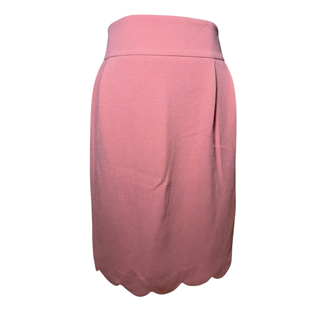 LOFT Outlet Pencil Skirt Women 14 Pink Excellent Scalloped Hem Crepe 436-458422